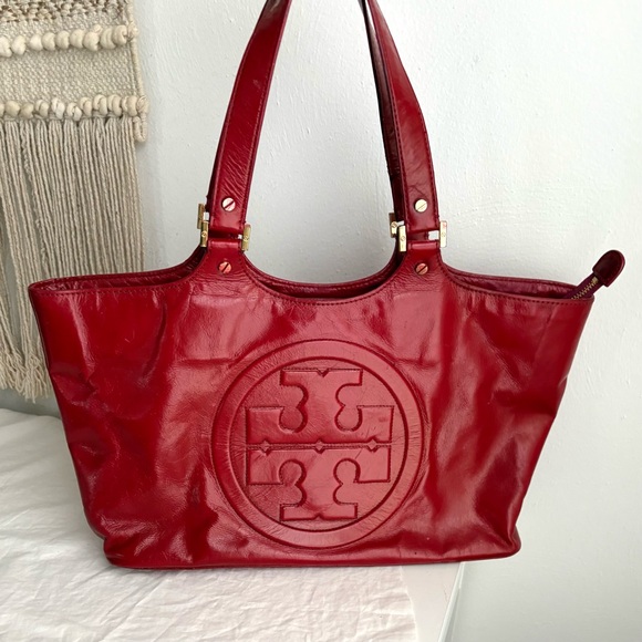 TORY BURCH Glazed Bombe Leather Tote Shoulder Bag - Picture 6 of 16